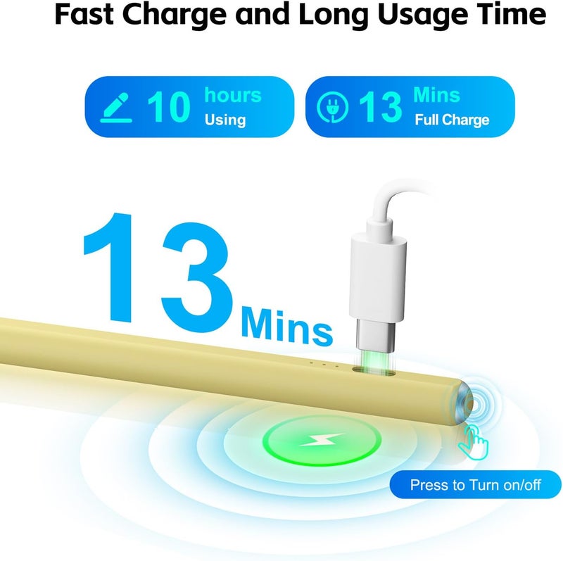 Aspaper Stylus Pen for iPad 2025-2018 with 13mins Fast Charge,Tilt Sensitive Palm Rejection Pencil for 11th A16,10th/9th/8th/7th/6th, Air 11/13 M2/M3,Pro 11/13 M4/M5,Pro 12.9“,Air 5/4/3,Mini 7/6/5 - Image 4